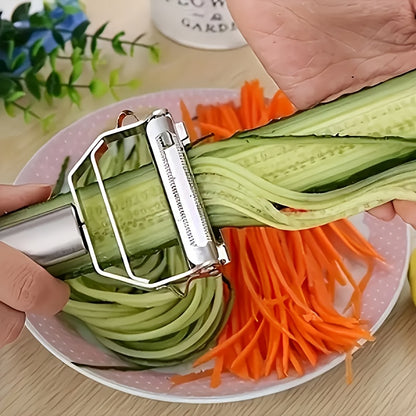 1pc Stainless Steel Peeler, Universal Kitchen Vegetable Peeler and Julienne Slicer, Multi-Function Potato Peeler, Fruit & Vegetable Shredder, Manual Food Processor for Thanksgiving, Christmas, Essential Kitchen Gadget
