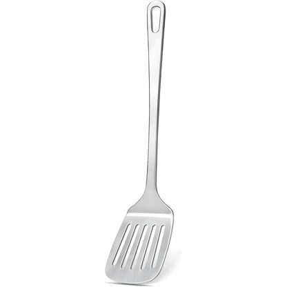 2 count Stainless Steel Spatulas Set, Metal Spatula Solid & Slotted Turner, Heavy Duty Sturdy Spatula for Kitchen Use, High Heat Resistant Cooking Utensils for Fish Eggs Pancakes, Easy to Clean,