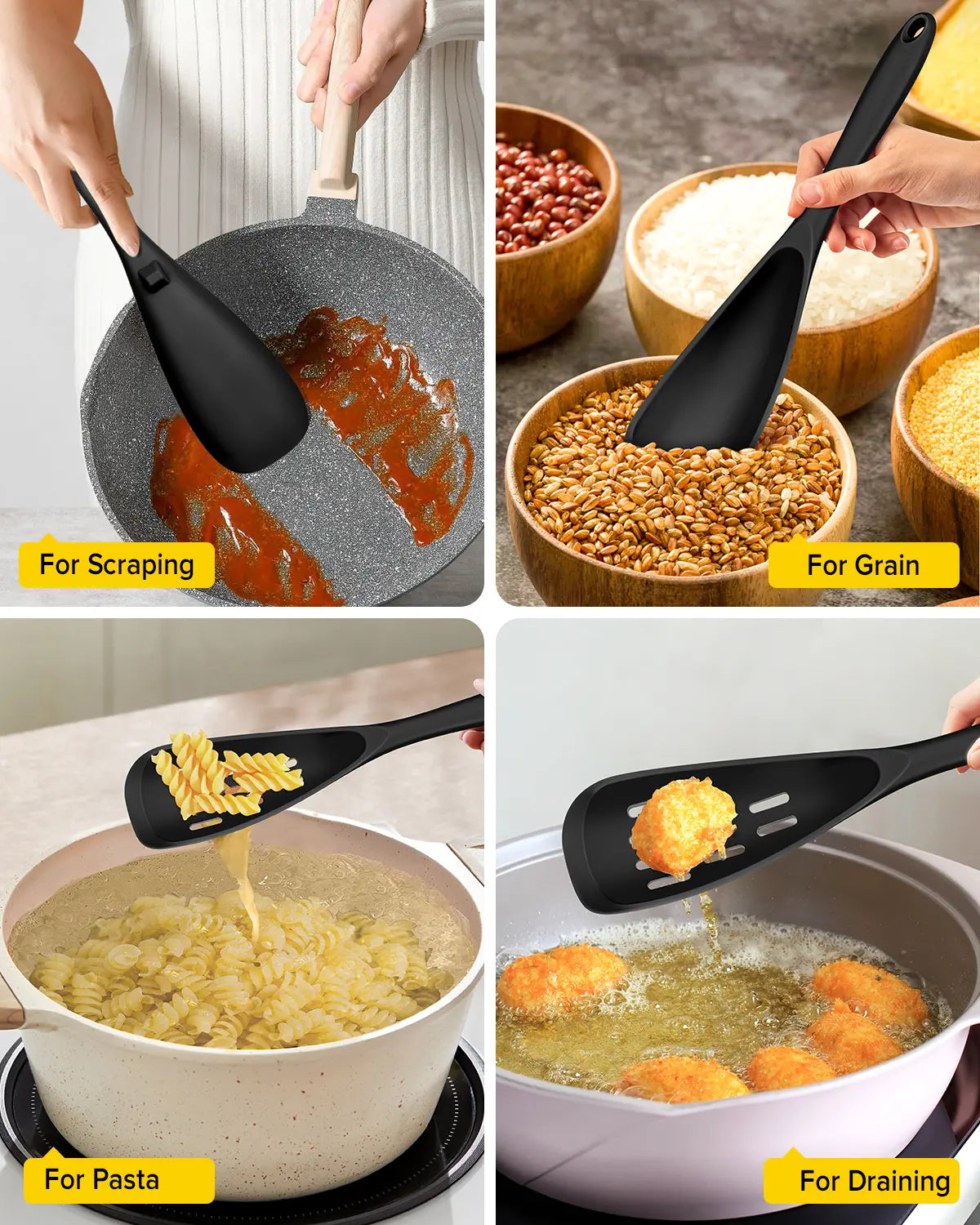 BundlePro Silicone Cooking Utensil Set - 2-Piece Non-Stick Hanging Spatulas with Hang-Dry Holes, BPA-Free, High Temp Resistant, Bulge Keeps Cooktop Clean, Hand Wash Clean Fast, Kitchen Supplies