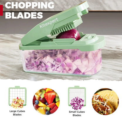 Kitexpert XL Vegetable Chopper with Container - All-in-1 Kitchen Utensils for Food Prep & Meal Prep, Mandoline Slicer, Onion Chopping Tool, Cheese Grater for Camping, Summer Sale Deals,sohochic