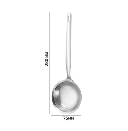 304 Stainless Steel Thick Mesh Strainer Ladle - Rustproof Kitchen Utensils with Heat-Resistant Handle, Fine Mesh, Dishwasher Safe, Ideal for Hot Pot Foam/Dregs, Oil Skimming in Soups, Essential Daily Meal Prep Tool