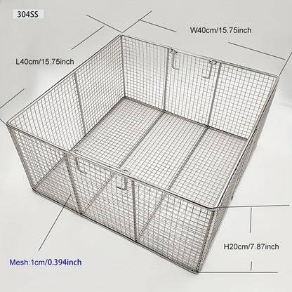 304 Stainless Steel Cleaning Basket, Metal Wire Mesh Basket, Cleaning And Filtering Equipment, Workpiece Drainage, Steaming, Frying, Screening And Filtering, High Load-Bearing Slag Separation, Rectangular, Storage, And Other Multi-Purpose