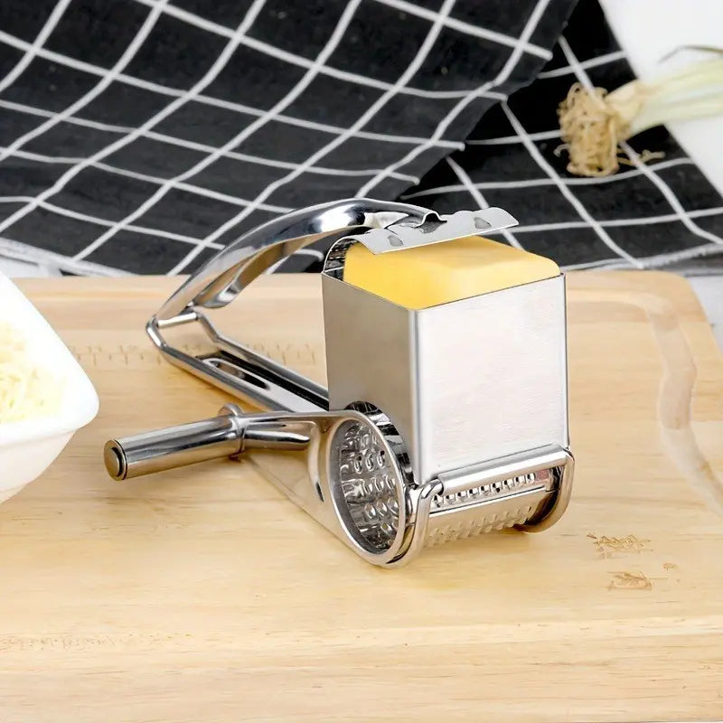 Multi-Functional Stainless Steel Rotary Cheese Grater, Hand-Cranked Design, Safe Food Handling, Ideal for Creative Kitchens
