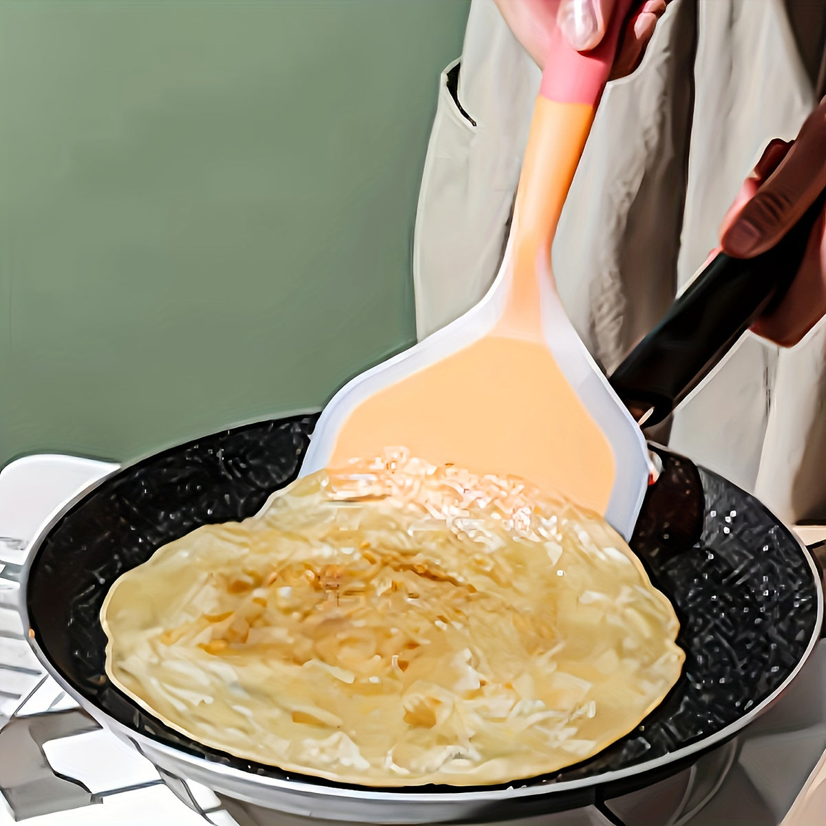 One Random Multi-functional Silicone Spatula in 4 Colors - Non-stick and Heat-resistant, Suitable for Cooking, Stirring and Barbecuing - Perfect for Making Pancakes, Steaks and Barbecue Food