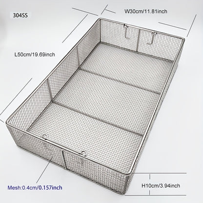 304 Stainless Steel Cleaning Basket, Metal Wire Mesh Basket, Cleaning And Filtering Equipment, Workpiece Drainage, Steaming, Frying, Screening And Filtering, High Load-Bearing Slag Separation, Rectangular, Storage, And Other Multi-Purpose