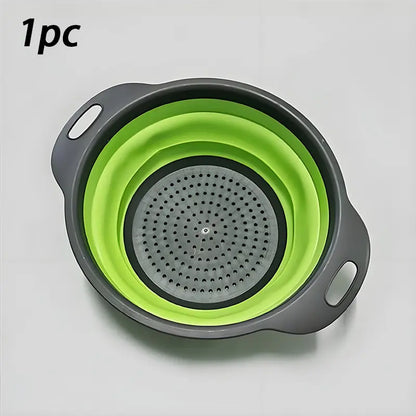 Foldable Filter Basket Set with Base-Handle, Kitchen Utensils Drainage Hole Sieves and Colanders for Pasta, Space-Saving Empty Round Small Filter Net,sohochic