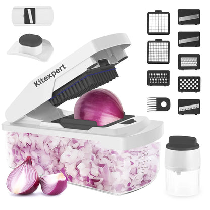 Kitexpert XL Vegetable Chopper with Container - All-in-1 Kitchen Utensils for Food Prep & Meal Prep, Mandoline Slicer, Onion Chopping Tool, Cheese Grater for Camping, Summer Sale Deals,sohochic