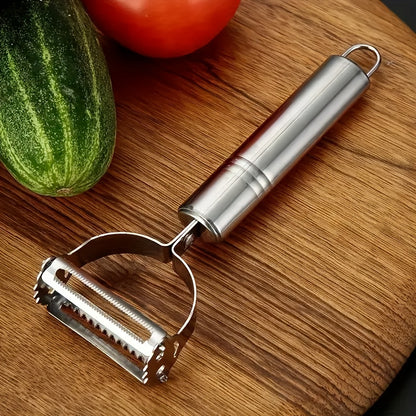 1pc Stainless Steel Multi-Functional Vegetable & Fruit Slicer & Grater - Manual Food Processor for Carrots, Cucumbers, Apples, Potatoes - Thanksgiving & Christmas Kitchen Essential, Safe Food-Safe Design, Vegetable Slicer And Chopper