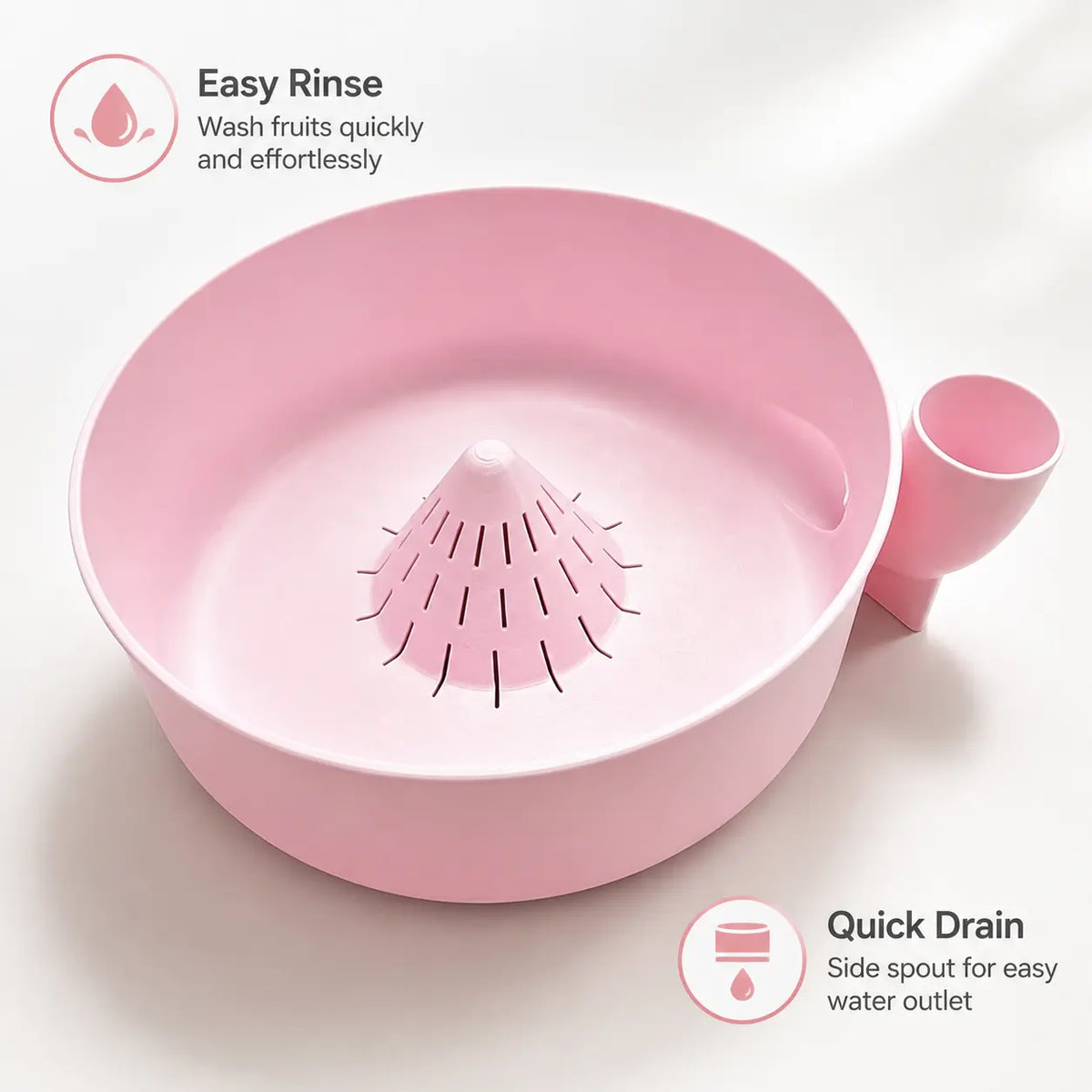1-Piece Lightweight Solid Round Plastic Fruit & Vegetable Washing Basket - Rotating Cone with Side Spout Filter, Kitchen Utensils & Accessories for Household Daily Cleaning,sohochic
