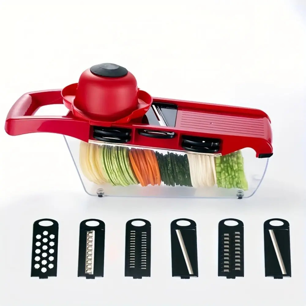 1 Set of New Material Upgraded 10-in-1 Multi-Functional Vegetable Slicer, Manual Vegetable Grater, Vegetable Cutter with 6 Interchangeable Blades, 1 Hand Guard, 1 Peeler, Kitchen Food Prep Tool. Christmas Family Gathering Kitchen Gadget