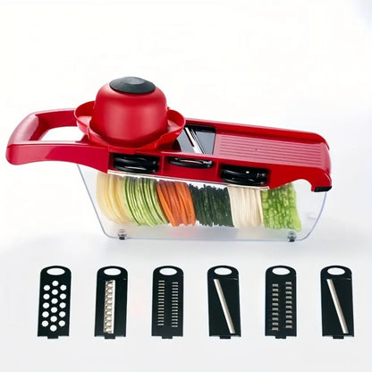 1 Set of New Material Upgraded 10-in-1 Multi-Functional Vegetable Slicer, Manual Vegetable Grater, Vegetable Cutter with 6 Interchangeable Blades, 1 Hand Guard, 1 Peeler, Kitchen Food Prep Tool. Christmas Family Gathering Kitchen Gadget