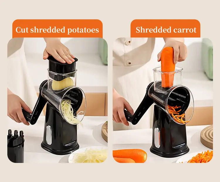 5-in-1 Rotary Vegetable Slicer & Chopper Grater - Manual Multi-Blade Adjustable Shredder, Easy-to-Use Kitchen Utensil for Efficient Potato, Cucumber, Cheese Prep