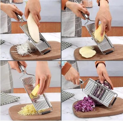 JASISS Stainless Steel 4-in-1 Multi-Purpose Kitchen Vegetable Slicer Veggie Chopper Grater Set - 4 Adjustable Blades, Kitchen Utensils & Gadgets, Christmas/New Year Gift,sohochic